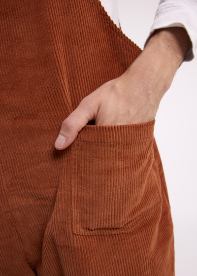 Salopette Tissu Velours Marron Homme