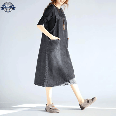 Robe Plastron Jean Noir