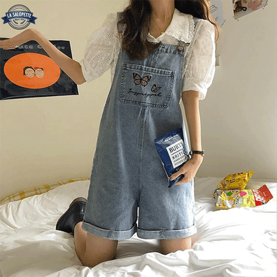 Overall Shorts<br> in Denim Woman Ottawa