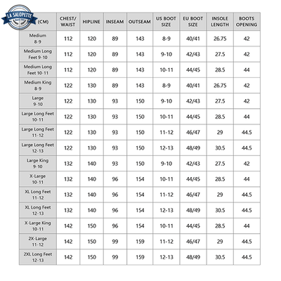 Waders Guide des Tailles