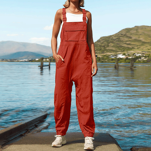 HOTIAN Salopette Femme Velours Côtelé Élégante – Jambes Larges Oversize – Bretelles Réglables – Look Décontracté Chic Vintage Automne/Hiver