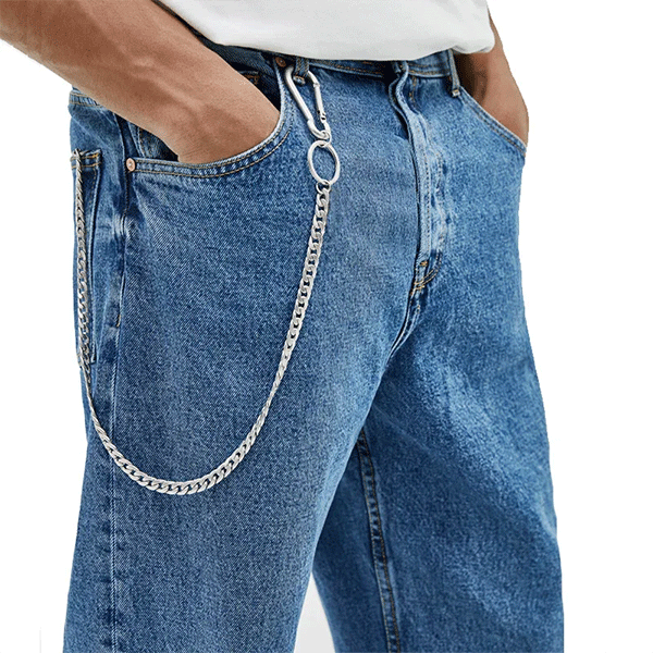 Chaîne De Pantalon Acier Inoxydable – Chaînette Portefeuille Ou Clés Avec Mousqueton Et Anneau – Style Biker Robuste Et Anti-Rouille