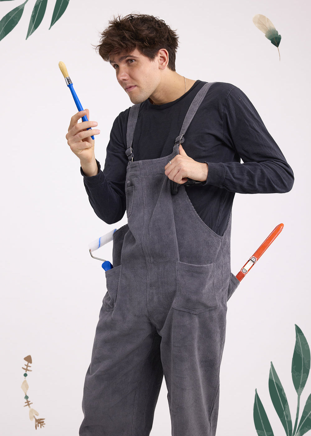 Salopette Velours Taupe Homme