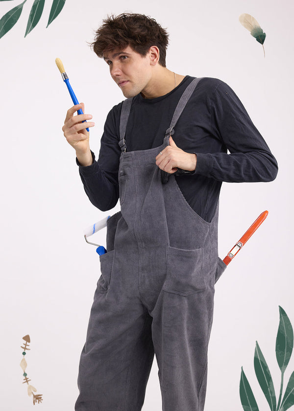 Salopette Velours Grise Homme Argile
