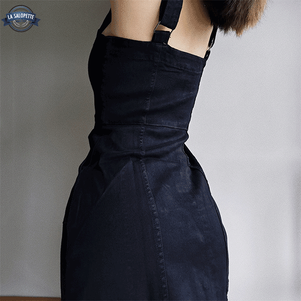 Kleid Enganliegende Latzhose Schwarz