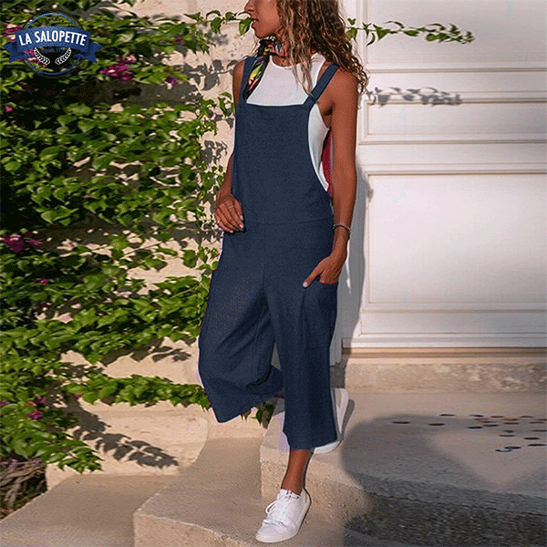 Salopette Lin<br> Bleue Unie