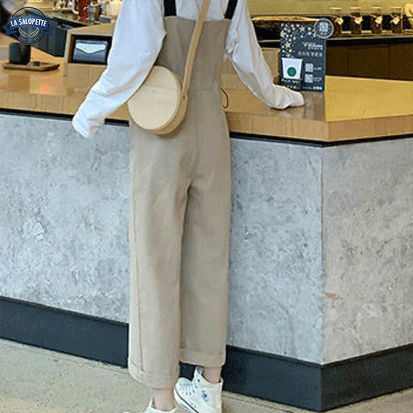 Salopette Vintage<br>à Bretelles Kaki Ukiyo
