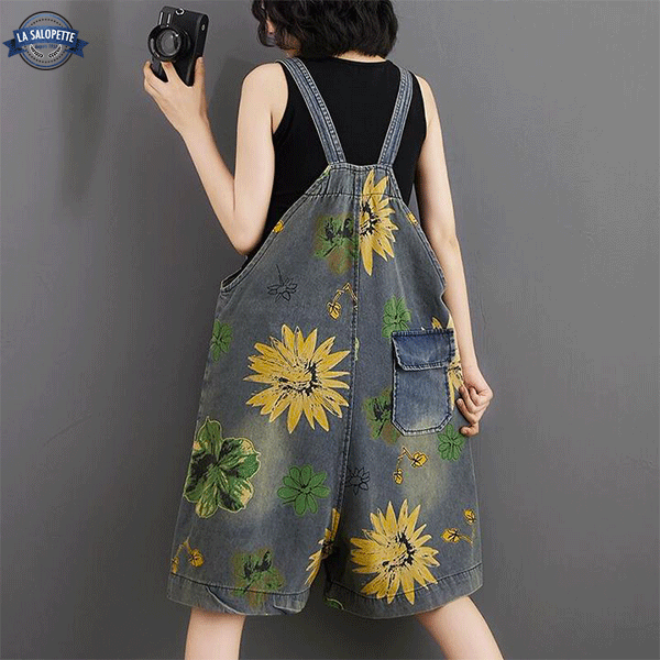 Salopette Jean<br> Imprimé Fleur de Jamaïque