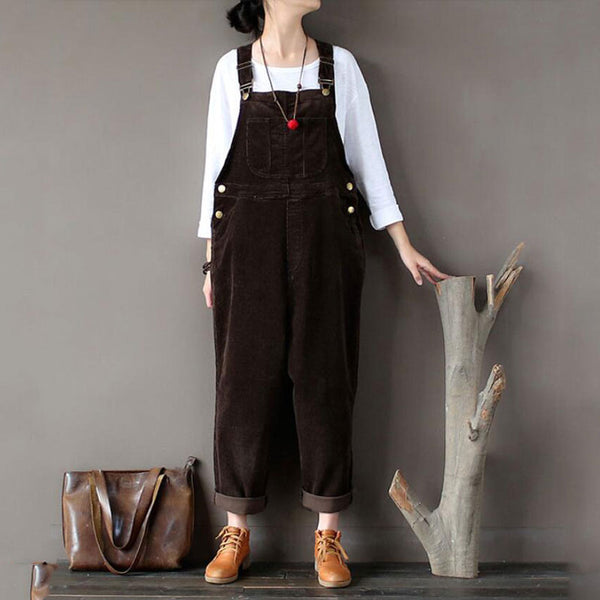 Latzhose Vintage Samt Kaffee