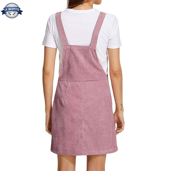 Robe Salopette Velours Rose La Salopette