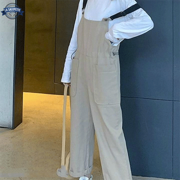 Salopette Vintage<br>à Bretelles Kaki Ukiyo