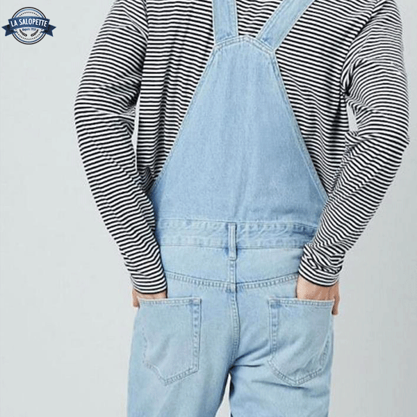 Salopette Jean<br> Bleue Claire Ripped Raw