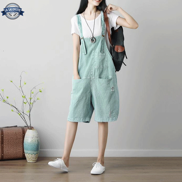 Kurze Latzhose Blau Türkis Élia