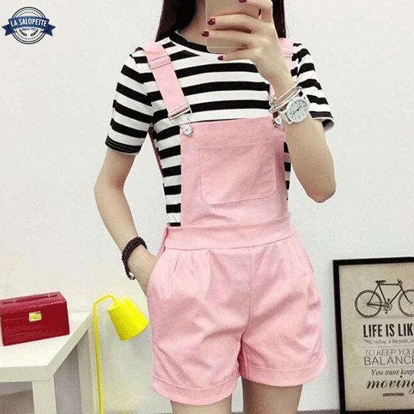 Kurze Latzhose Damen Rosa Glacy