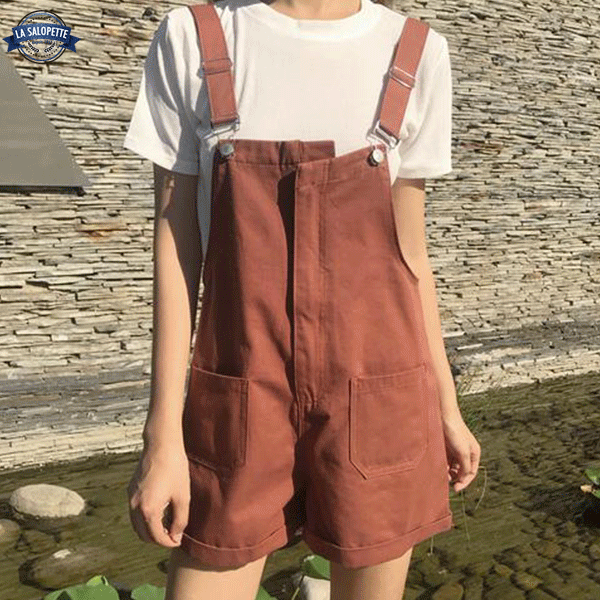 Salopette Short<br> Femme à Poche Unie