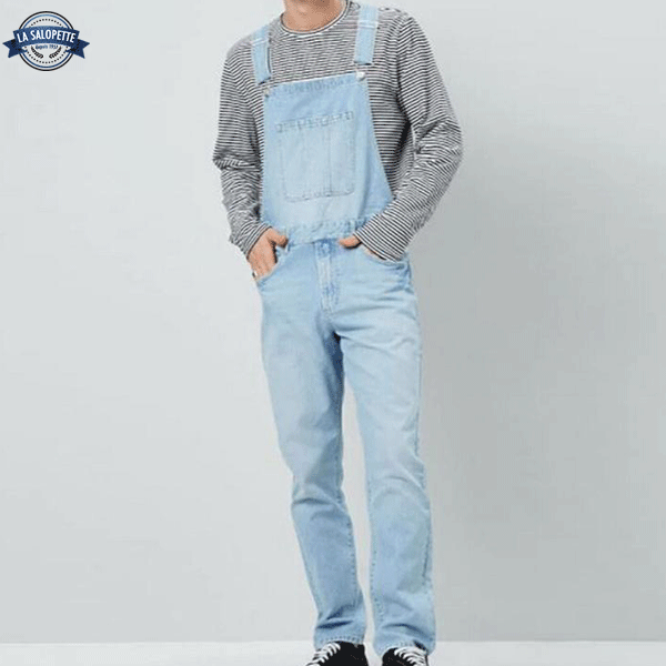 Salopette Jean<br> Bleue Claire Ripped Raw