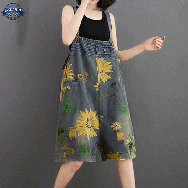 Salopette Jean<br> Imprimé Fleur de Jamaïque