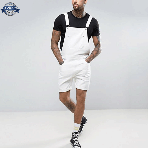 Men s White Overall Shorts La Salopette