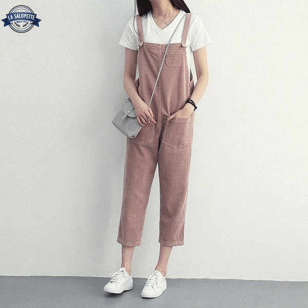 Latzhose Vintage Samt Rosa Candy